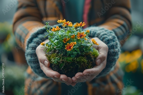 Hands Holding Plant: Anonymously Nurturing Nature