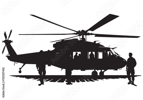 silhouette of military helicopter bundle on white background
