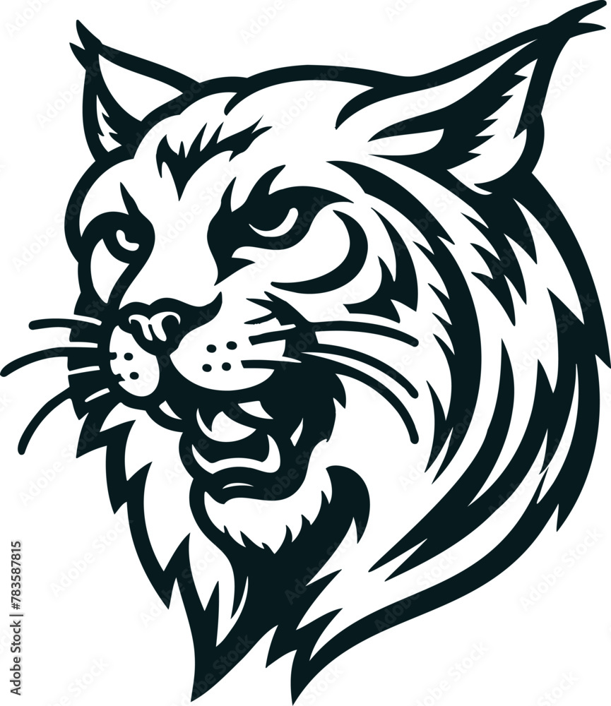 Angry bobcat, wild lynx head, vector illustration. Angry bobcat, wild lynx head, vector illustration.