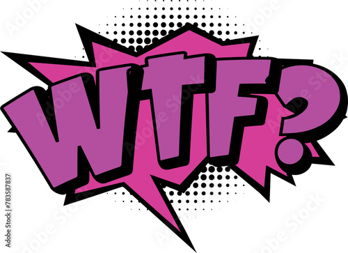WTF Purple And Pink Comic Book Word Art