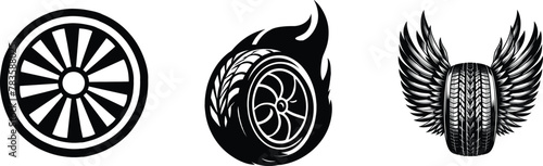 Set of car wheel, vector illustration.
