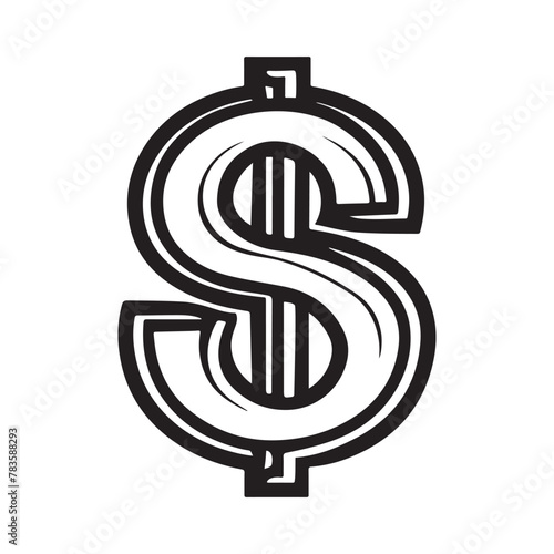 Dollar icon isolated on white background, Dollar symbol on white