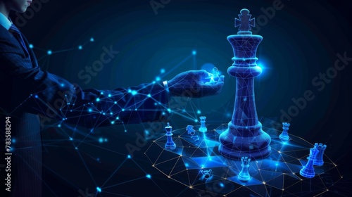 Businessman moving chess, concept for ideas and competition and strategy, business