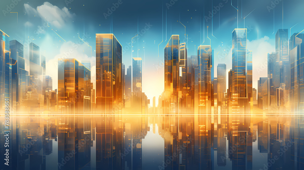 Fototapeta premium Abstract lines 3D rendering city