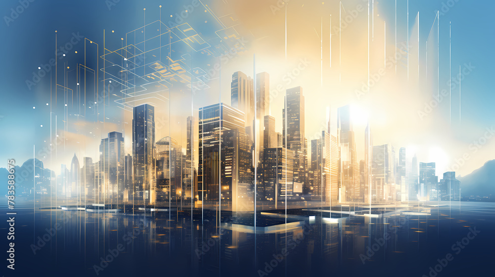 Abstract lines 3D rendering city Abstract lines 3D rendering city
