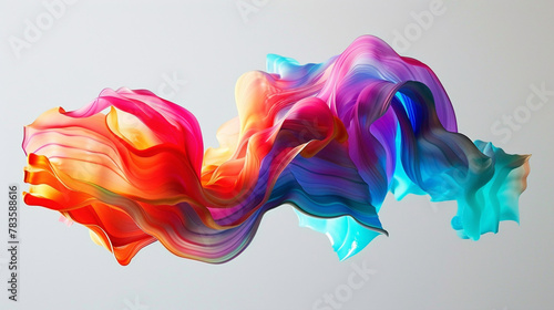 Vibrant colors blend in fluid motion, forming a dynamic gradient wave agnst a minimalist backdrop, creating a stunning effect.