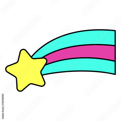 Shooting Star Neon Art Illustration Icon