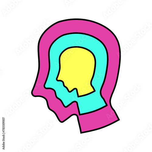 Human Head Neon Art Illustration Icon