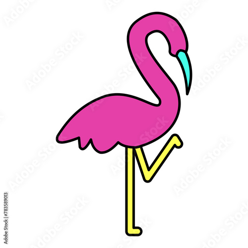 Flamingo Neon Art Illustration Icon