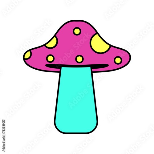 Mushroom Rainbow Neon Art Illustration Icon