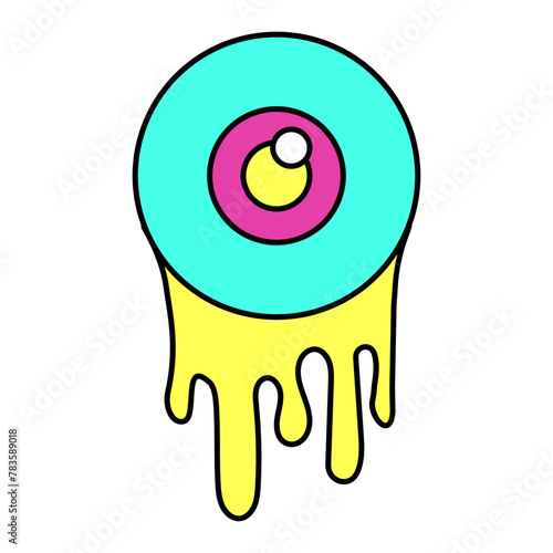 Dripping Eyeball Neon Art Illustration Icon