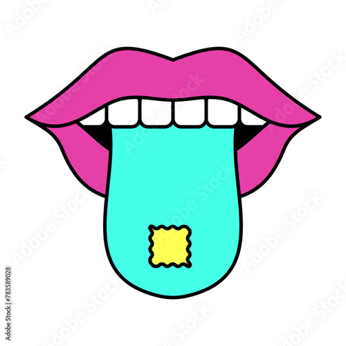 Neon Art Illustration Tounge Icon