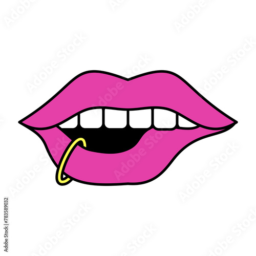 Pierced Mouth Neon Art Illustration Icon