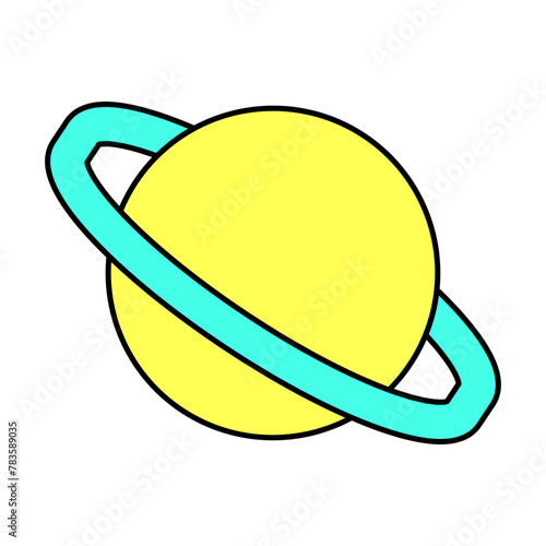 Saturn Neon Art Illustration Icon