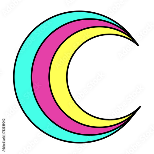 Moon Neon Art Illustration Icon