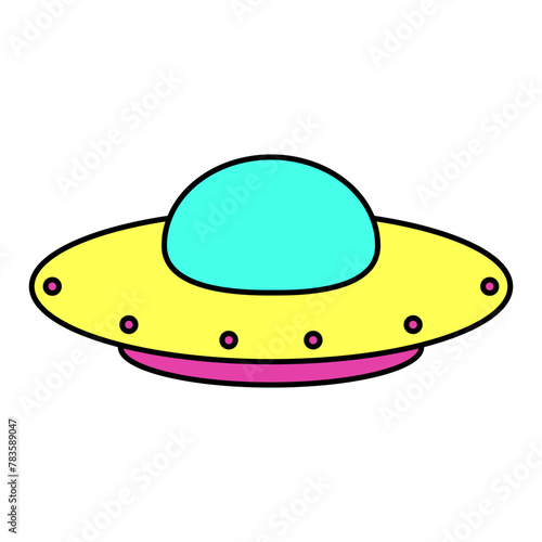 UFO Neon Art Illustration Icon