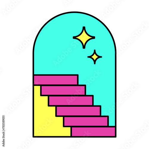Staircase Neon Art Illustration Icon