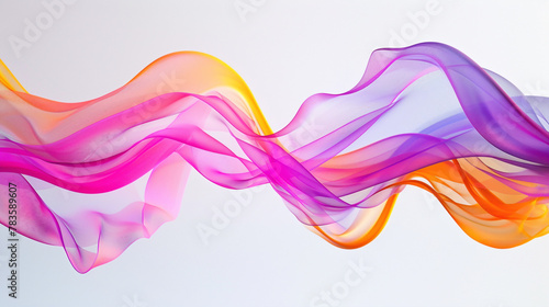 Vibrant colors blending in fluid motion, forming a dynamic gradient wave agnst a clean white backdrop, creating a visually stunning effect.