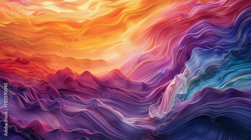 Vibrant hues converge to create a fluid gradient wave, capturing the energy of motion in a simple backdrop. photo