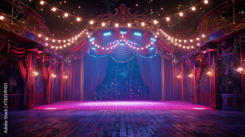 Fairy Tale Hall: Illuminated Circus Stage - Cinematic Excellence: 3D Theater Podium for Competition Winners