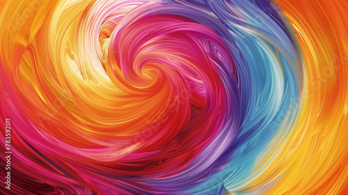 Vibrant hues swirl gracefully in fluid motion, forming a dynamic gradient pattern.