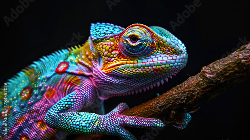 Chamaleon Rainbow Colors on black background
