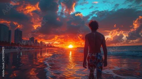 man on the beach in Rio