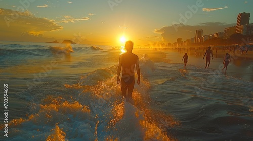 man on the beach in Rio photo