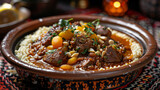 Moroccan beef tagine with couscous.