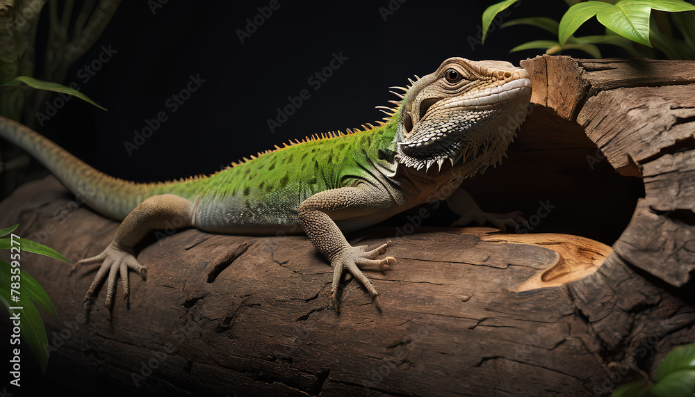 A detailed portrayal of a lizard, rendered with thick layers of paint to highlight its unique textures and vibrant colors. Generative AI. A detailed portrayal of a lizard, rendered with thick layers of paint to highlight its unique textures and vibrant colors. Generative AI.
