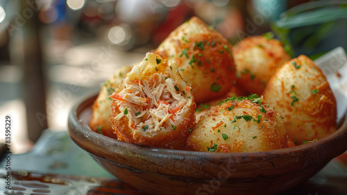 Brazilian coxinhass in a bowl