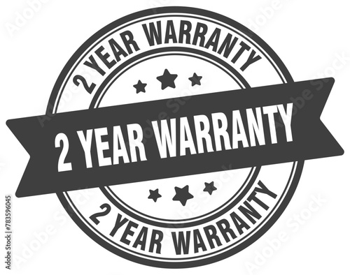 2 year warranty stamp. 2 year warranty label on transparent background. round sign