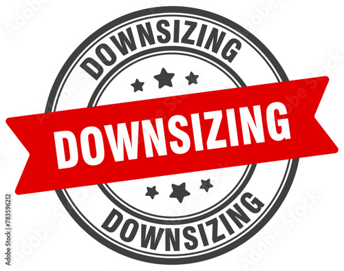 downsizing stamp. downsizing label on transparent background. round sign