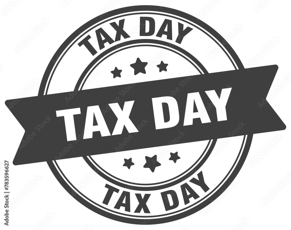 Obraz premium tax day stamp. tax day label on transparent background. round sign