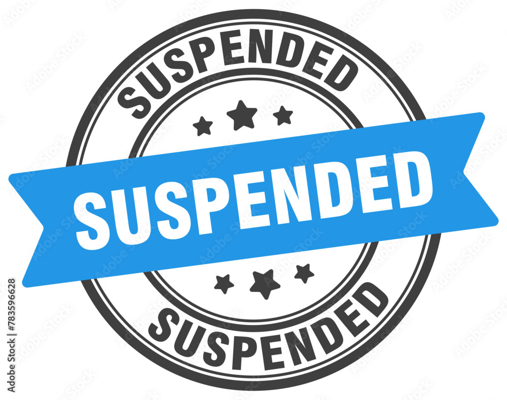 suspended stamp. suspended label on transparent background. round sign