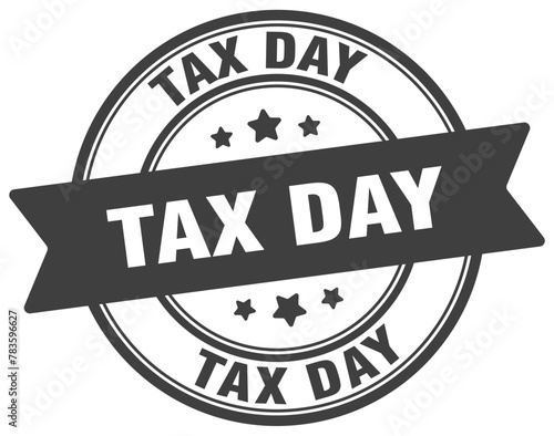 tax day stamp. tax day label on transparent background. round sign