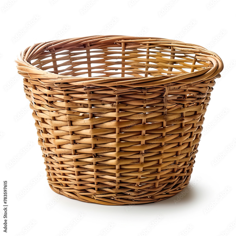 Wicker rattan basket isolated on white background Wicker rattan basket isolated on white background