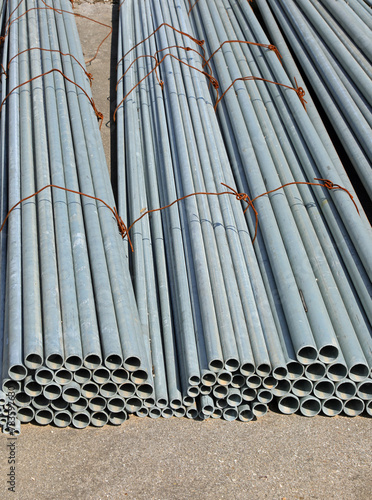 metal pipes for the creation of energy infrastructure to transport resources to city users photo