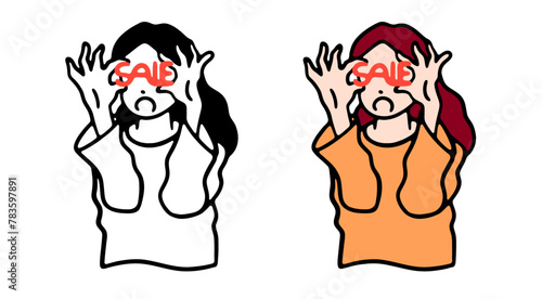 セールにびっくりする女性のイラスト素材