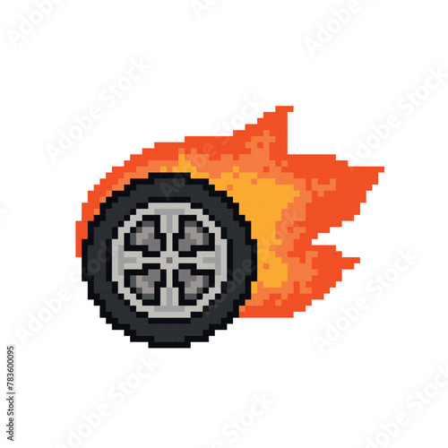 wheel fire road pixel art