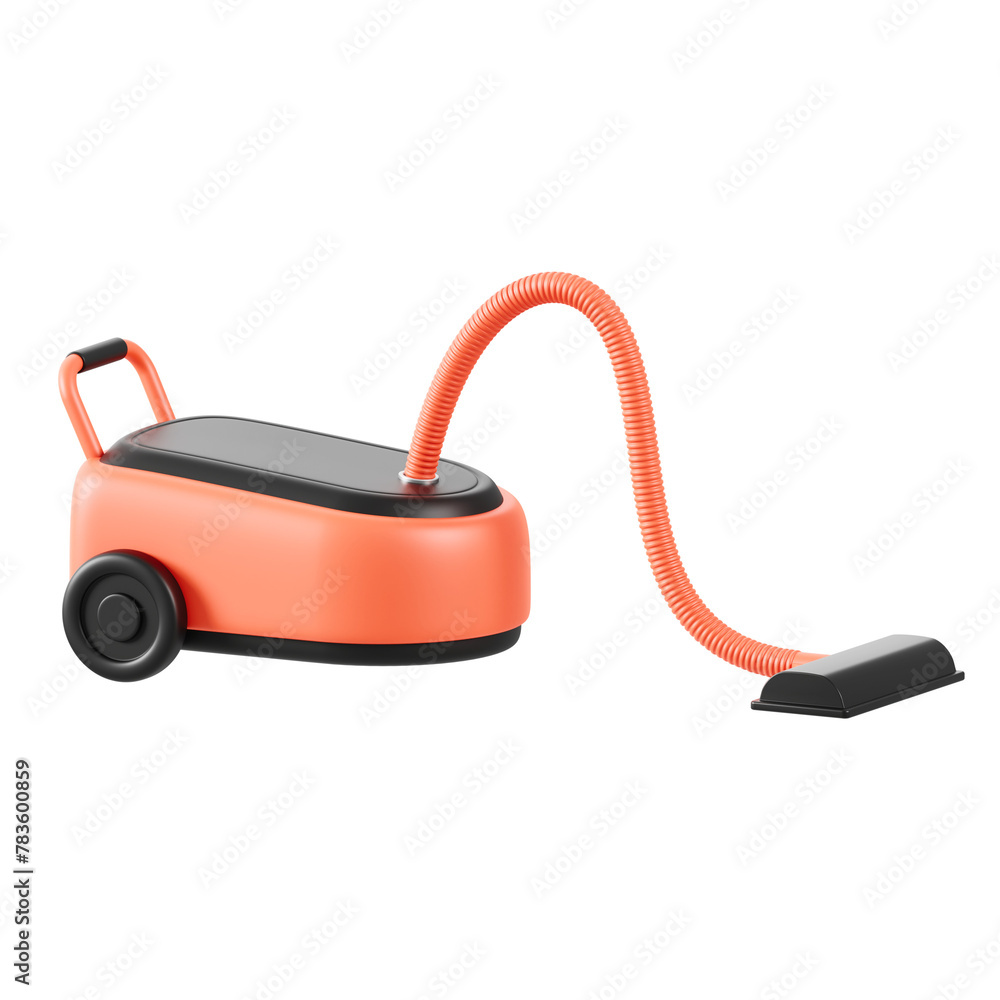 Modern 3D Icon of an Orange Vacuum Cleaner for Housekeeping Modern 3D Icon of an Orange Vacuum Cleaner for Housekeeping