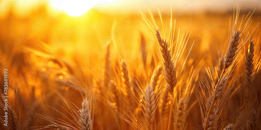 Beautiful Macro close up of Wheat Field at Sunset. Stunning Nature Background. Beautiful Macro close up of Wheat Field at Sunset. Stunning Nature Background.