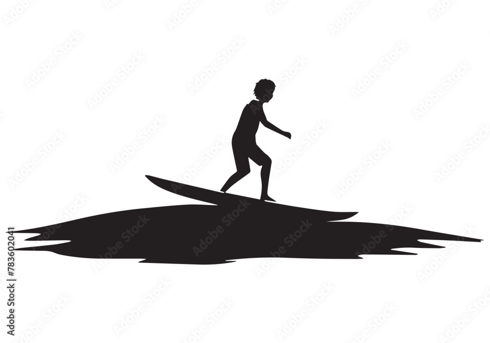 black silhouette surfing design  vector illustration