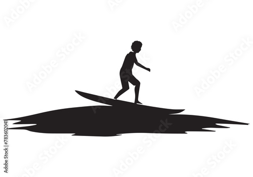 black silhouette surfing design vector illustration