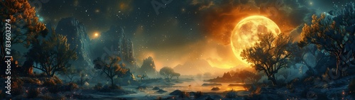 Surreal Cosmos- Bioluminescent Flora and Alien Landscapes on a Distant Planet, super ultrawide wallpaper