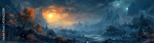 Surreal Cosmos- Bioluminescent Flora and Alien Landscapes on a Distant Planet, super ultrawide background