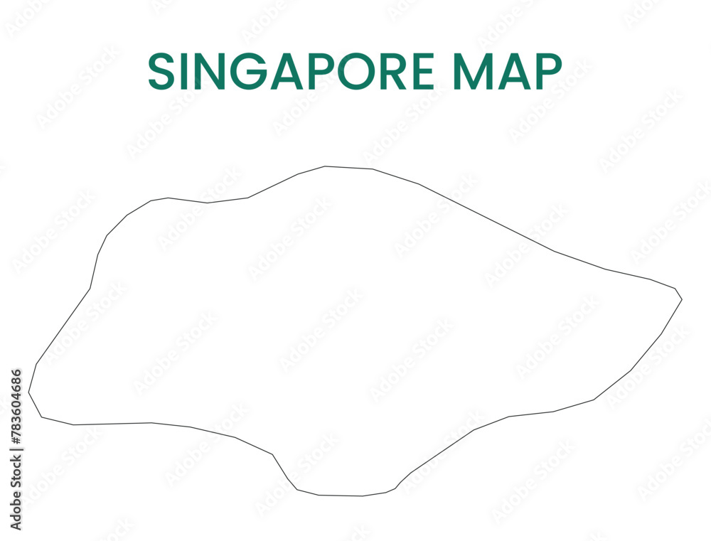 High detailed map of Singapore. Outline map of Singapore. Asia vector