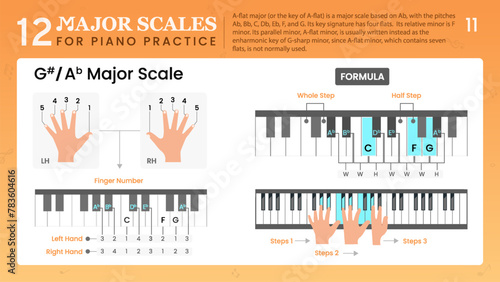 G Sharp Major Scale or A Flat Major, Visual Guide Essential Music Theory for Piano