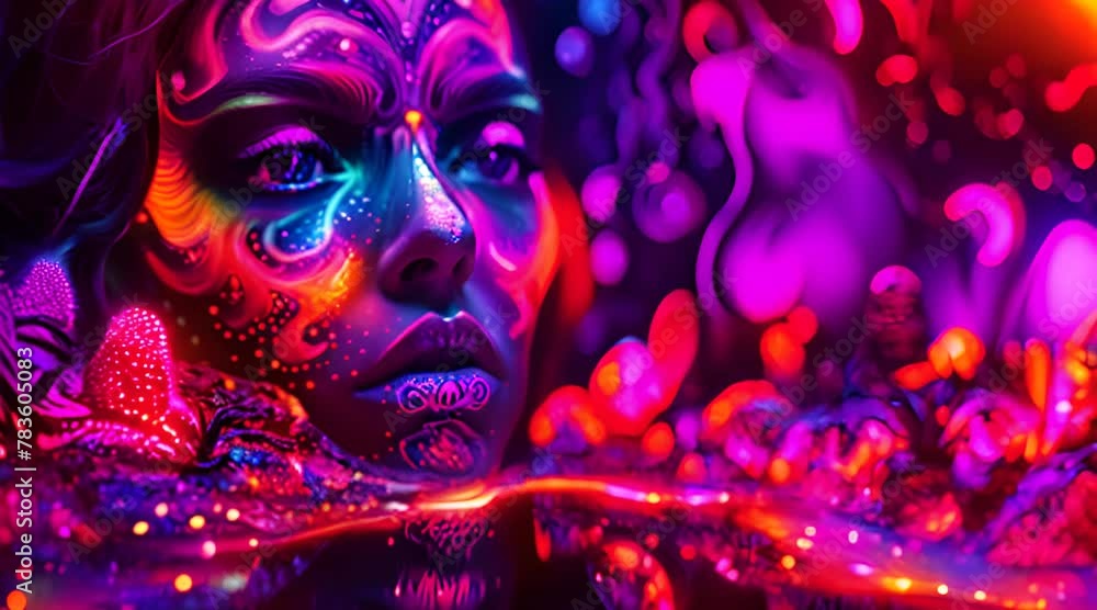Trippy backlight art. Psychedelic illustration, in the style of woman face, luminous abstract elements, vibrant color. Optical illusion
Trippy backlight art. Psychedelic illustration, in the style of woman face, luminous abstract elements, vibrant color. Optical illusion