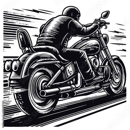 Biker on his motorbike chopper